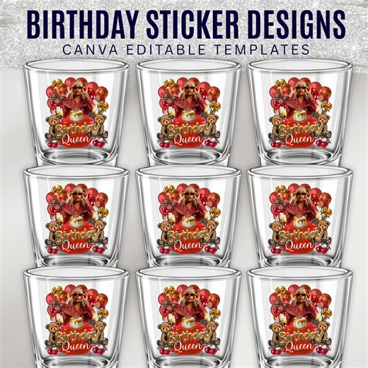 Cheetah Print Shot Glass, Birthday Sticker, Styrofoam Cup Sticker, All Zodiac Signs, T-shirt Design, Canva Template - Etsy