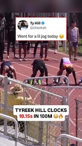 Sheesh. Tyreek Hill has WHEELS 🤩💨 @cheetah Hill clocks 10.15 seconds in the 100M dash in his first official race since 2014. Set a personal best. (via IG/ @athlete.x, @soulrunner) | 305Sports