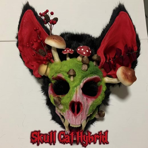 Skull Cat Hybrid Mask STL File from @Pipe.Cox Work Art from @LadyLightSoul_Art 🥷🏻404🥷🏻 #HalloweenMask #SkullMask #FantasyArt #MushroomMask #ForestCreature #HandmadeMask #CosplayMask #SpookyVibes #ArtisticCreation #CreepyDesign