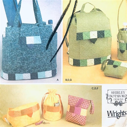 Top Handle Tote Bags From Fat Quarters Backpack Ditty Bag Fanny Pack All Purpose Bags Shirley Botsford Sewing Pattern Simplicity 5320 - Etsy