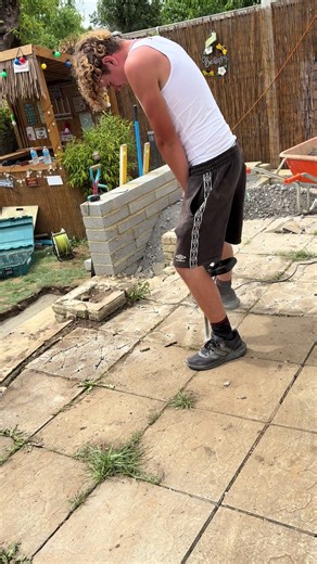 Drilling old patio for rebuild #fyp #construction #apprentice #hrp