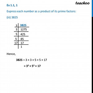 Prime Factorisation of 3825 (with Video) - Teachoo - Ex 1.1