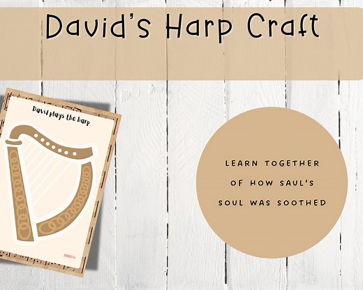 David Harp Craft, Christian Printable, Bible Activity for Kids, Bible Crafts, Sunday School, Sabbath School, Christian Homeschool. - Etsy