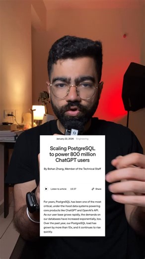 Sukhad Anand on Instagram: "How OpenAI scales PostgresSQL database"