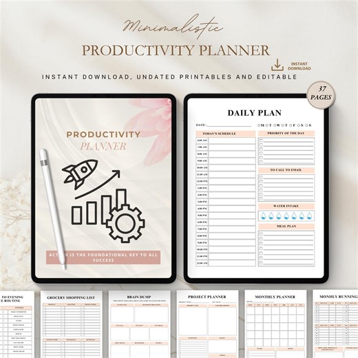 Productivity Planner | Goal Setting & Time Management | Daily Focus | Task Organizer - Etsy