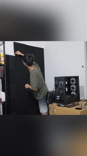 finished product of the foam panelling installation.... pc build! #pc #pcbuild #clip #flibberpc #foam