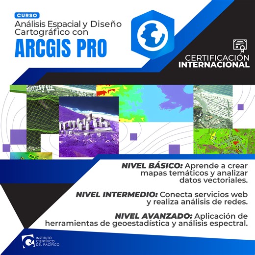 Instituto IGEA on Instagram: "Mayor información📱: https://wa.link/kggsow Curso Análisis Espacial y Diseño Cartográfico con ArcGIS Pro 🎯 ¿Quieres dominar el análisis espacial y la representación cartográfica profesional con ArcGIS Pro? Aprenderás a gestionar datos geográficos, diseñar mapas temáticos y aplicar análisis avanzados con información vectorial, ráster y LiDAR dentro de la plataforma ArcGIS Pro. 📌 ¿Qué lograrás? ✅ Administrar datos geoespaciales mediante geodatabases y conexiones WMS