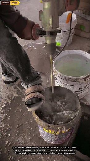 Cement Mixing Process with Electric Drill | Construction Preparation Work