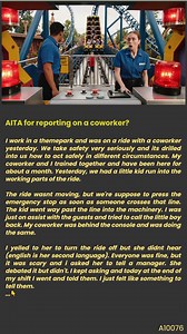 I work in a themepark and was on a ride with a coworker yesterday. We take 🚞 safety very seriously and its drilled into us how to act safely in different circumstances. My coworker and I trained together and have been here for about a month. Yesterday, we had a little kid run into the working parts of the ride. The ride wasnt moving, but we're suppose to press the emergency stop as soon as someone crosses that line. The kid went way past the line into the machinery. I was just on assist with th