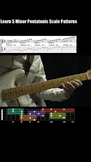 Learn These 5 Minor Pentatonic Scale Patterns and Get More Familiar with the Fretboard #shorts