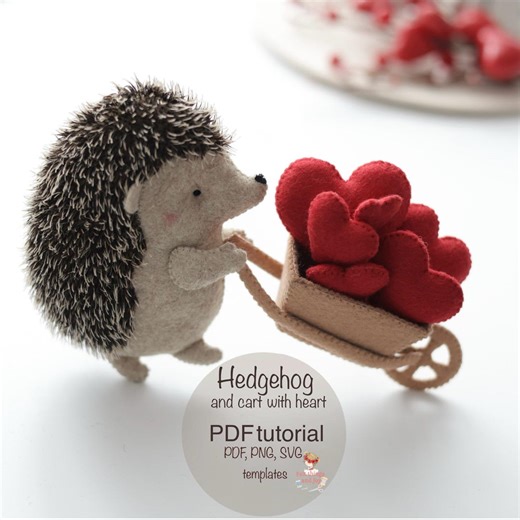 Hedgehog Felt Sewing Pattern, Woodland Ornament, PDF Tutorial, Felt Ornaments, Valentine Decor DIY - Etsy
