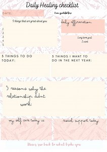 Daily Healing Checklist, Breakup/divorce Healing, Daily Worksheet, Help to Get Through a Divorce or Breakup - Etsy