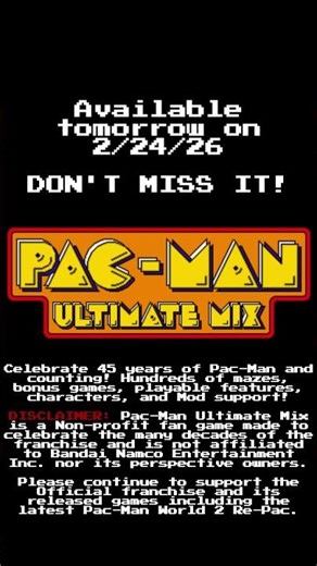 Pac-Man Ultimate Mix, release date: TOMORROW!
