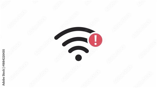 Bad network, problem with wifi. loss of server signal. wifi icon animation. internet error. 4k video