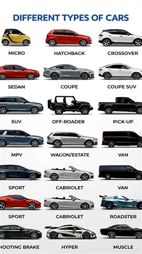 Different Types of Cars Explained 🚗 | Hatchback, SUV, Sedan & More