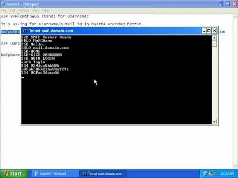 Sending mail using telnet and SMTP Authentication