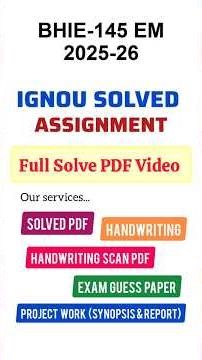BHIE 145 Solved Assignment 2025-26 English, BHIE 145 Solved Assignment 25-26, BHIE-145 Assignment