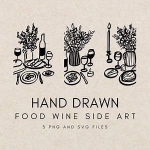 Hand-drawn Italian Dinner Clipart: Wedding Table Setting (digital Download) - Etsy