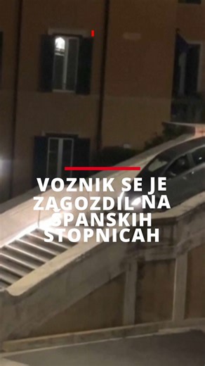 173K views · 170 reactions | Po Španskih stopnicah, eni največjih znamenitosti Rima, se je z avtomobilom spustil 81-leten moški in se na stopnišču tudi zagozdil. Test alkoholiziranosti je pokazal, da voznik ni bil pod vplivom alkohola, policistom pa je povedal, da je bil na poti v službo. Da so policisti avtomobil odstranili, so morali uporabiti žerjav. | RTVSLOinfo | Facebook