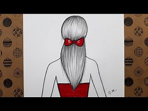 How To Draw A Girl With Her Back In The Easiest Way, Our Drawing Hobby Simple Drawings