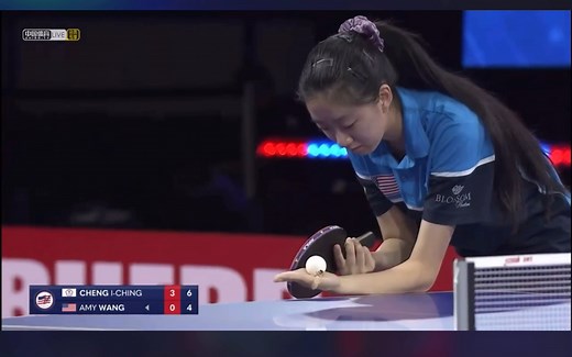 超高颜值乒乓少女Amy Wang 王艾米 打不赢比赛甩出柔顺飘逸的长发跟对手比颜值