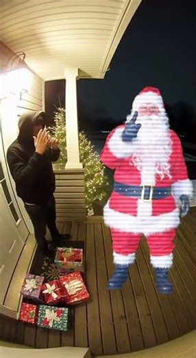 Glitchy Santa Hologram Scares Off Porch Thief! 🎅🚨