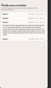 5. Your typical auto-growing text area, accordion, multi-line text centering, pure canvas multiline text, and all other things that used be real CSS challenges, now reduced to a boring footnote https://t.co/j3JRgcP37a
