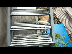 steel staircase making with handrails. making technics