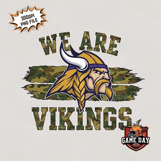 Vikings Mascot PNG: Camo Sublimation Design (digital Download - Etsy