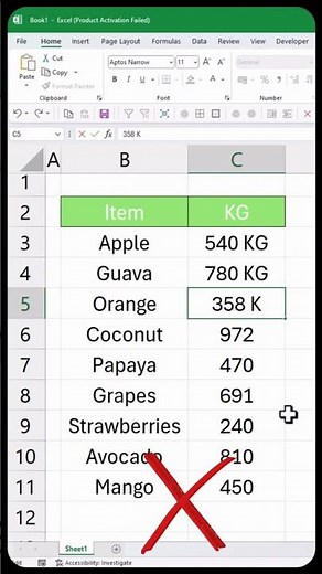 How to Automatically Add KG in Excel Without Formula | Excel Tips