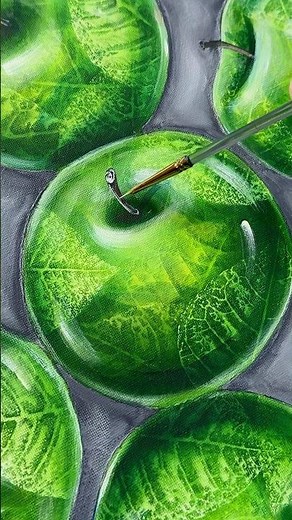 Apples painting ideas 🍏 / Leaf impressions painting / Summer vibes painting
