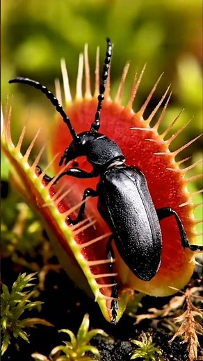 Beetle 🪲 fly & Flytrap #plants #insects #shorts