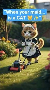 Maid Cat on Duty… with a Grass Cutter! 😂🌿 #shorts #ai #DreamScreenAI