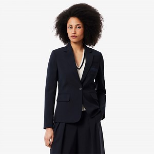 Women's Embroidered Logo Slim Fit Wool Blazer