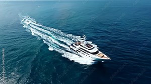 Ocean Splendor: High-Speed Yacht Navigating Deep Blue Waters
