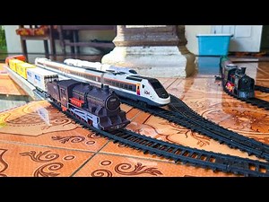 AMAZING TRAINS: High-Speed Rail Zooming Past Classic Train on the Viaduct