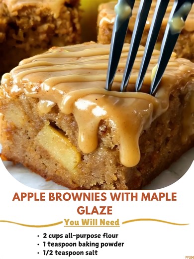 Apple 🏵️ Brownies with Maple Glaze Ingredients: - 2 cups all-purpose flour - 1 teaspoon baking powder - 1/2 teaspoon salt - 1/2 cup unsalted butter, melted - 1 cup brown sugar - 2 large eggs ..... Full Recipe in Coʍmеոτ 💬 😘 | Grandma's Recipes