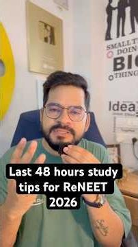 ReNEET 2026 | last 48 hours study tips #sspvidyapeeth #reneet2026