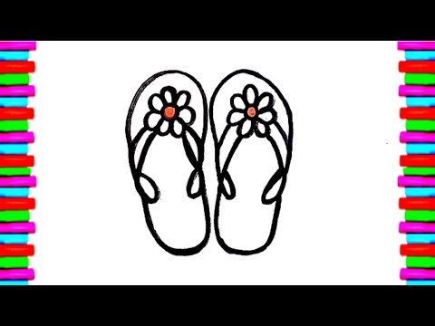 Drawing a slippers | How to draw slippers | Painting and coloring for kids,toddlers