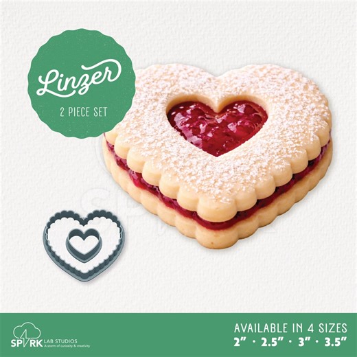 Scalloped Heart Linzer Cookie Cutter 2PC Set With a Heart Cut-out - Etsy