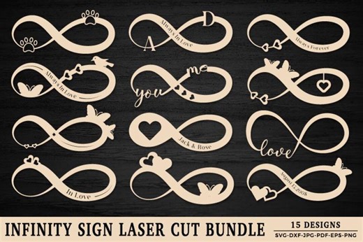 Infinity Symbol SVG Bundle: Personalized Infinity Signs, Heart Designs for Wall Decor