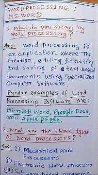 What do you mean by Word Processing? l Main functions of word processor l Word Processing #shorts