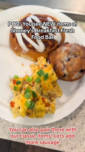 Elevate your mornings with pure breakfast bliss! ☀️ Our Breakfast Fresh Food Bar is now loaded with irresistible additions like our Cinnamon Rolls, Blueberry Muffins, Sausage Skillet Hash, and so much more! 🍳 You can also pair these with our Breakfast Fresh Food Bar classics and make every visit a delectable adventure. Come back often to try out all our NEW and traditional items! 🌟 #Shoneys #BestBreakfastinTown #AllAmerican #foodie #foodtok #restaurant #breakfast #cinnamonrolls #blueberrymuffi