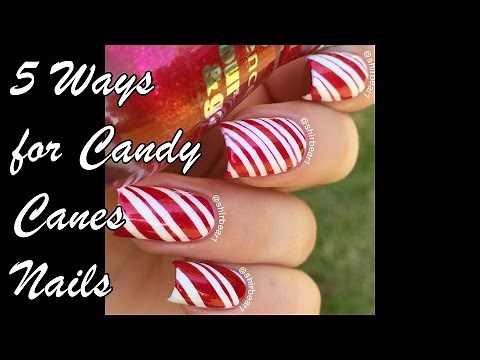 How to: 5 Ways To Do Candy Canes Nails || NAIL ART 101