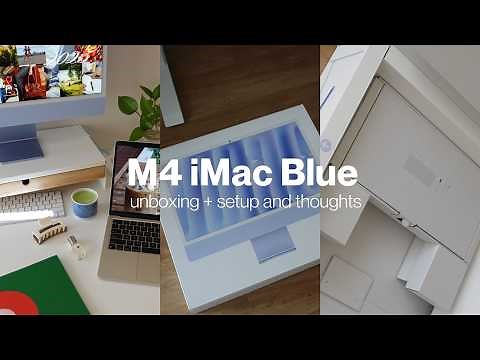 Blue M4 iMac unboxing | aesthetic unboxing + setting it up and review