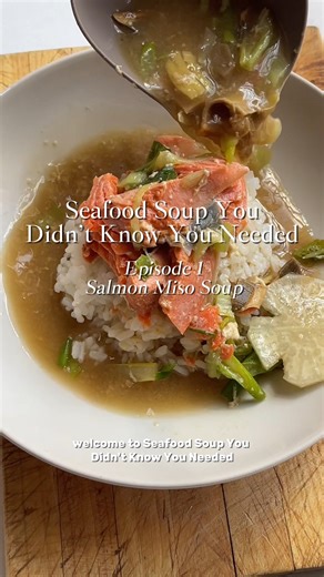 4.4K views · 29 reactions | Ep. 1: Salmon Miso Soup Miso + homemade stock = a super savory base for fall soups. It's also a flavorful poaching liquid for wild salmon. Drop in a handful of seasonal greens, fresh ginger & garlic, and sliced chili to build even more layers of flavor and nutrition into the soup. #misosoup #misosalmon #soupseries #seasonalsoups #alaskansalmon | Wild Alaskan Company | Facebook
