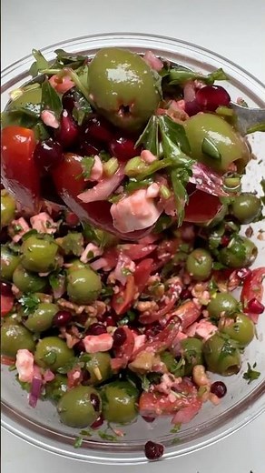 Green olive salad. Full recipe in the descrption