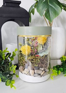 I love this terrarium! Such an easy way to add charm and glow to your home! What do you think of this Dollar Tree craft? #dollartreehacks #dollartreecrafts #diycrafts #summercrafts #artsandcraft | DIY Beauty On Purpose
