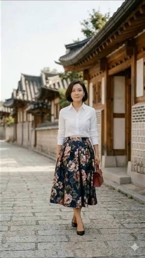 Gaya Elegan Wanita Korea di Hanok Street)40代韓国女性の上品コーデ｜韓屋ストリートスタイル