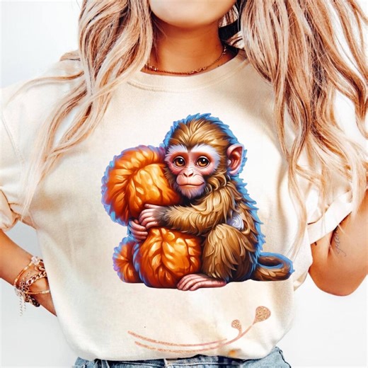 Baby Monkey Hugging Plush Toy Graphic Tee, Animal Lover Shirt - Etsy